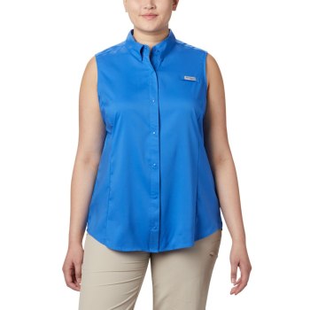 Columbia PFG Tamiami Sleeveless Plus Size, Camisa Azules Para Mujer | 701485-PHE